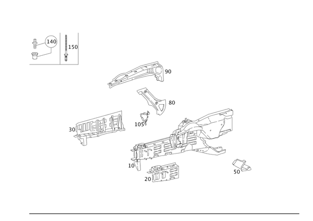 1716280011 - Cowl, Front Panel: Plate for Mercedes-Benz Image image
