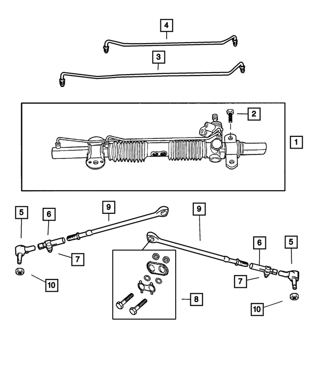 5072586AA - : Steering Gear Repair Package for Chrysler: 300M, Concorde | Dodge: Intrepid Image
