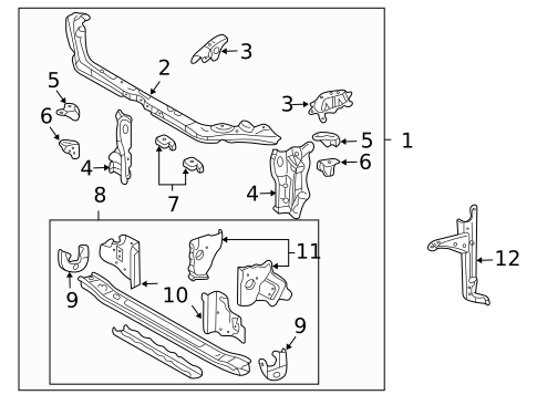 Radiator Support for 2007 Pontiac Vibe #0