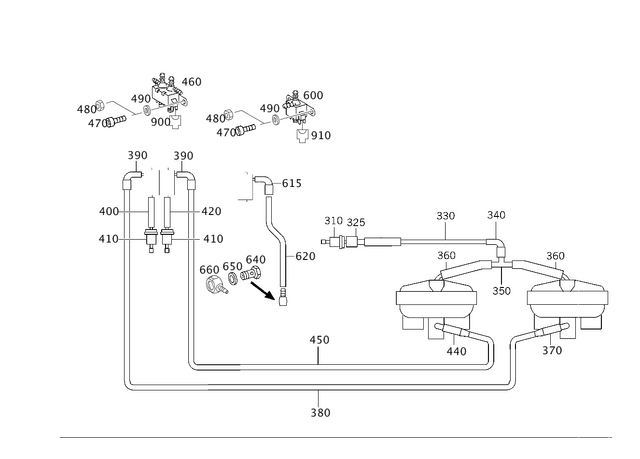 2900900 - Transfer Case: Piping for Mercedes-Benz: 190, 190E, 200, 260E, 300CE, 300E, 300SD, 300SE, 300SEL, 300SL, 300TE, 400E, 500E, 560SEC, 560SEL, 560SL, CL500, CL55 AMG, E320, E500, E55 AMG, G55 AMG, G550, G550 4x4, G63 AMG, G65 AMG, S430, S55 AMG Image image
