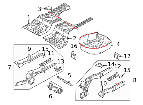 Rear Floor & Rails for 2005 Volkswagen Phaeton #0