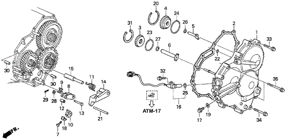 AT Left Side Cover (V6) for 1995 Honda Accord #0
