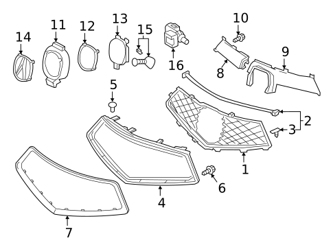 Grille & Components for 2020 Acura MDX #0