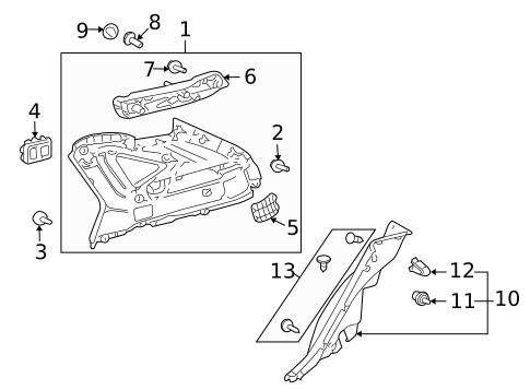 Interior Trim - Quarter Panels for 2008 Lexus RX400h #0
