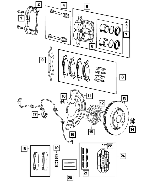 68138844AA - Brakes: Disc Brake Caliper Adapter, Right Or Left for Mopar Image image