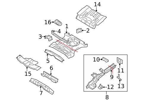 Rear Floor & Rails for 2011 Mazda CX-7 #0