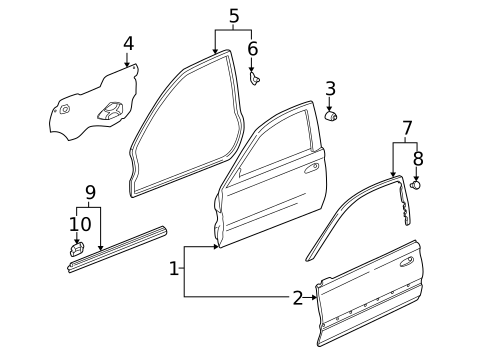 Door & Components for 1998 Honda Civic #0