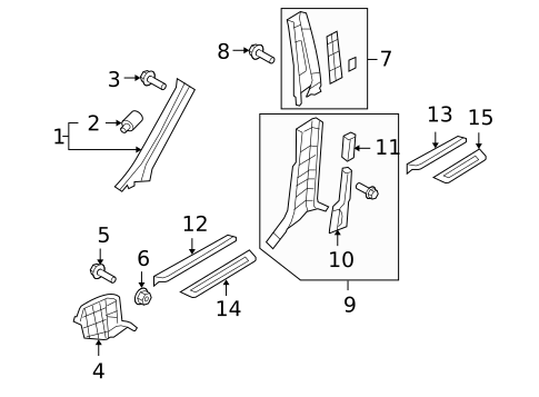 Interior Trim - Pillars for 2011 Hyundai Santa Fe #0