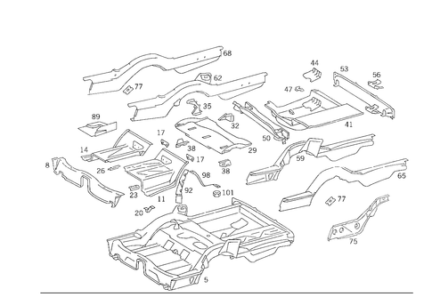 Rear End Floor for 1992 Mercedes-Benz 500E #0