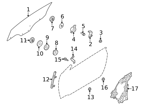 Glass - Door for 2010 Kia Forte Koup #0