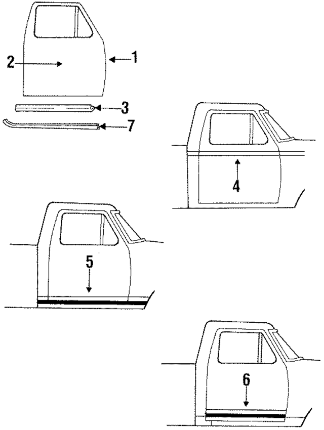 E7TZ1020124A - Body: Door Shell for Ford: Bronco II, Ranger Image