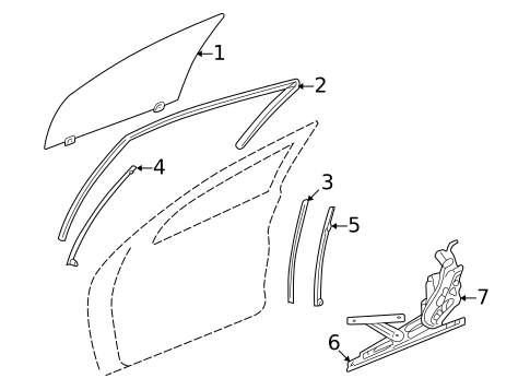 Glass - Front Door for 2003 Chrysler Sebring #0