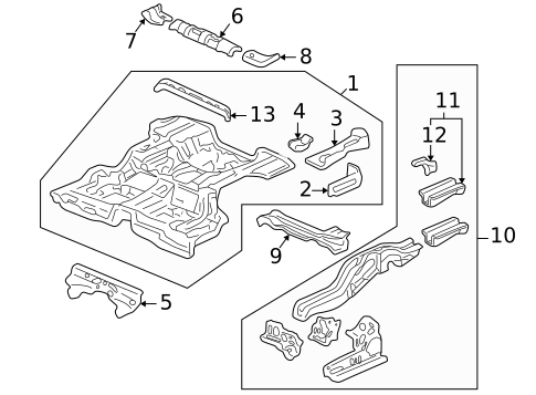 Rear Floor & Rails for 1997 Honda CR-V #0