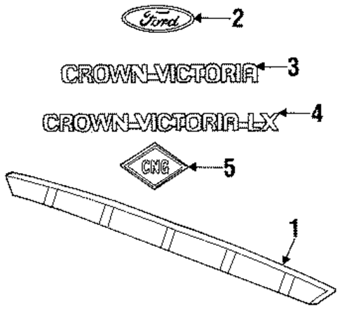Exterior Trim - Trunk for 1995 Ford Crown Victoria #0