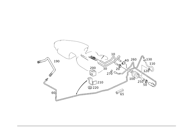 2034701964 - Fuel System: Fuel Line for Mercedes-Benz: 180C, C230, C240, C280, C32 AMG, C320, C350, C55 AMG, CLK320, CLK500, CLK55 AMG Image image