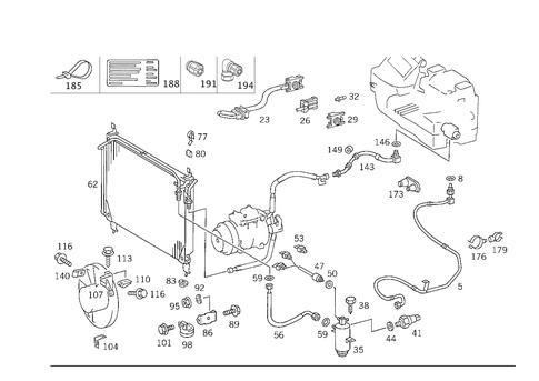 Refrigerant Line Arrangement for 1991 Mercedes-Benz 300SEL #0