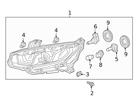 Headlamp Components for 2018 Honda Civic #2