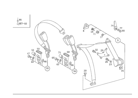 Rear Seat Safety Belt for 1993 Mercedes-Benz 300 TE #2