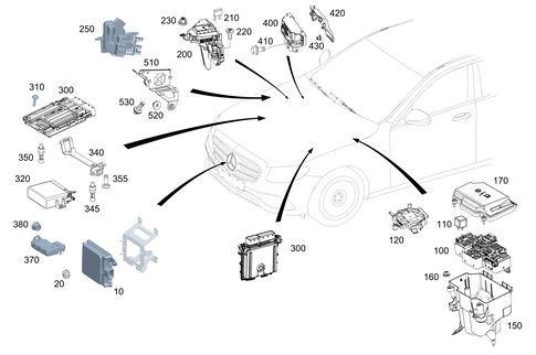Control Units, Fuse Boxes and Relays in Engine Compartment for 2017 Mercedes-Benz E43 AMG #0