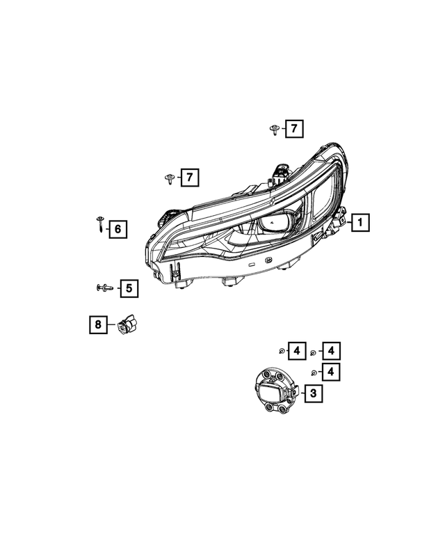 68275944AK - Electrical: Headlamp, Right for Mopar Image