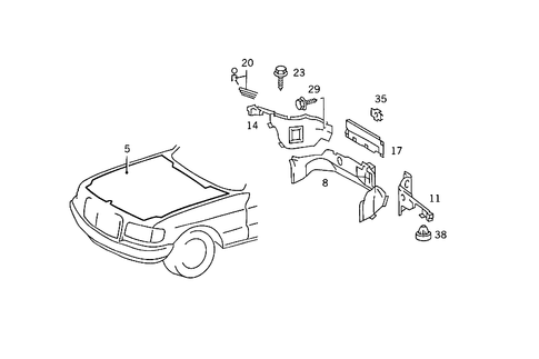 Insulation in Engine Compartment, on Roof Rail and Rear End Pillar for 1989 Mercedes-Benz 300SEL #0