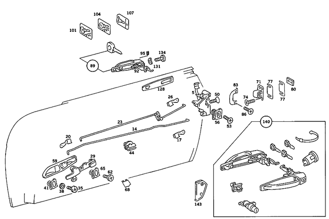 7601906 - Front Doors: Key for Mercedes-Benz: 190, 190D, 190E, 350SL, 380SL, 380SLC, 450SE, 450SEL, 450SL, 450SLC Image image