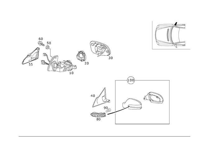 1718100621 - Front Doors: Mirror Glass for Mercedes-Benz: SL500, SL55 AMG, SL550, SL600, SL63 AMG, SL65 AMG, SLK280, SLK300 Image image