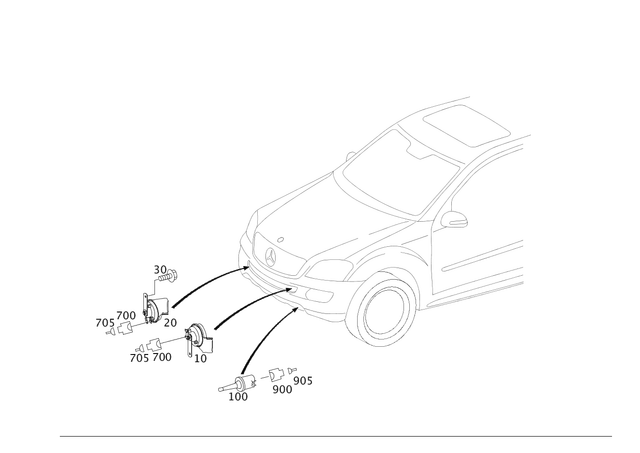 65422520 - Electrical Equipment and Instruments: Horn for Mercedes-Benz: GL320, GL550, ML320, ML350, ML450, ML500, ML550, ML63 AMG, R320, R350, R500 Image image