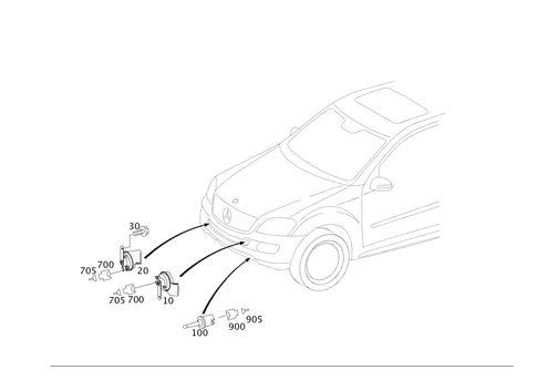 Horn and Outboard Temperature Indicator for 2010 Mercedes-Benz ML550 #0