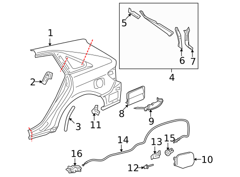 Quarter Panel & Components for 2014 Toyota Venza #0
