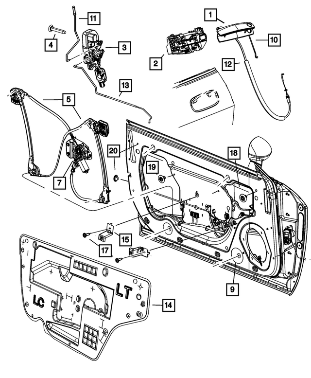 1MZ84GGEAJ - Doors, Door Mirrors and Related Parts: Exterior Door Handle, Right for Mopar Image