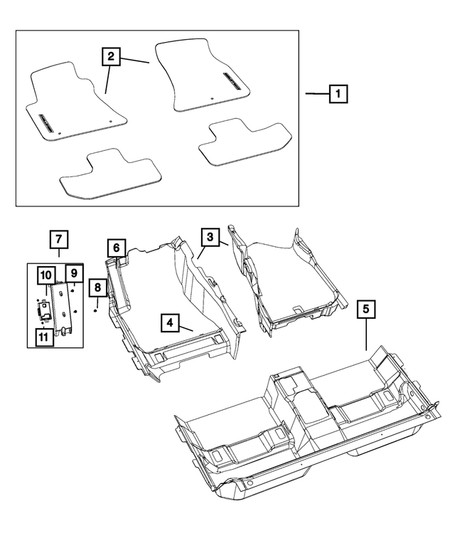 7BW981R5AA - Interior Trim: Front &amp; Rear Mat Kit for Mopar Image image