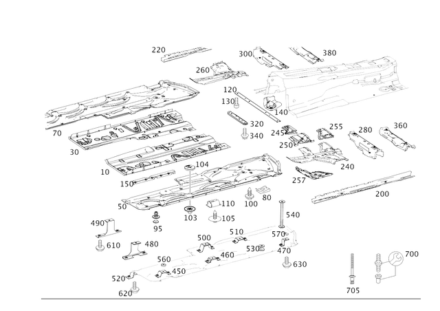 815 - Substructure: Tapping Screw for Mercedes-Benz: 220D, 230, 240D, 280, 280C, 280CE, 300SE, 300SEL, 380SEC, 380SL, 380SLC, 450SL, 450SLC, 560SEC, 560SEL, 560SL, AMG GT, AMG GT Black Series, AMG GT C, AMG GT R, AMG GT S, C250, C300, C350, C63 AMG, CL550, CL600, CL63 AMG, CL65 AMG, CLS400, CLS550, CLS63 AMG, CLS63 AMG S, E250, E320, E350, E400, E500, E55 AMG, E550, E63 AMG, E63 AMG S, GL350, GL450, GL550, GL63 AMG, GLB250, GLB35 AMG, GLE300d, GLE350, GLE400, GLE43 AMG, GLE450, GLE450 AMG, GLE450e, GLE53 AMG, GLE550e, GLE580, GLE63 AMG, GLE63 AMG S, GLK250, GLK350, GLS350d, GLS450, GLS550, GLS580, GLS63 AMG, Maybach GLS600, Metris, ML250, ML350, ML400, ML550, ML63 AMG, R320, R350, R500, SL400, SL450, SL550, SL63 AMG, SL65 AMG, SLR McLaren, Sprinter 2500, Sprinter 3500 Image image