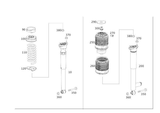 2183202930 - Springs, Suspension and Hydraulics: Shock Absorber for Mercedes-Benz: CLS400, CLS550, CLS63 AMG, CLS63 AMG S Image image