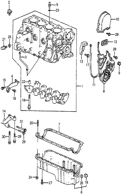 Cylinder Block - Oil Pan for 1984 Honda Accord #0