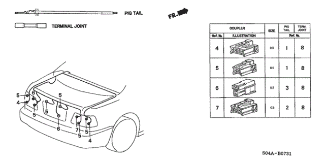 Electrical Connectors (RR.) ('99-) for 1999 Honda Civic #0