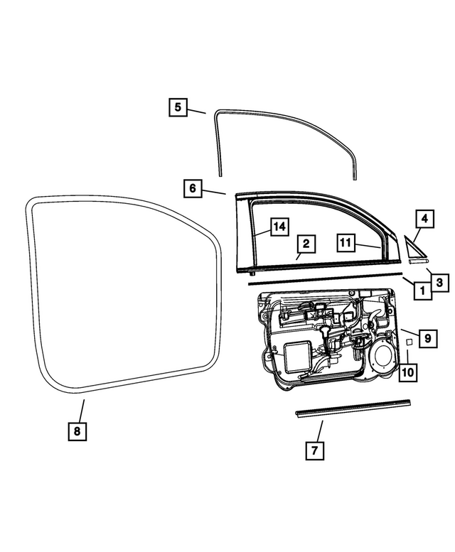 68084878AC - Doors, Door Mirrors and Related Parts: Front Door Belt Inner Weatherstrip, Right &amp; Left for Mopar Image image