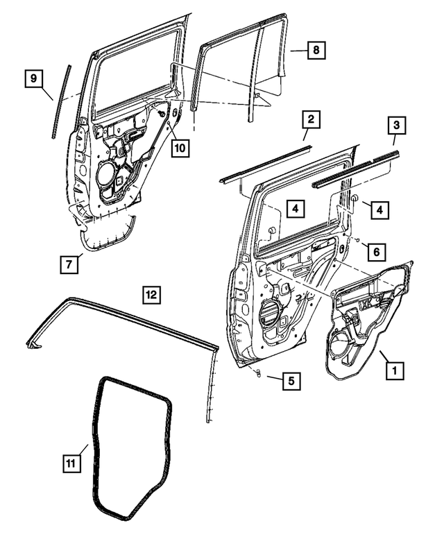 55396712AD - : Rear Door Seal, Right for Mopar Image