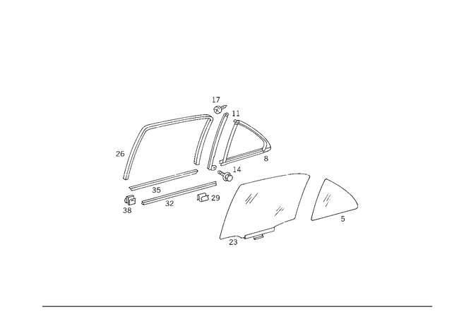 2027350409 - Rear Doors: Glass Pane for Mercedes-Benz: C220, C230, C280, C43 AMG Image image