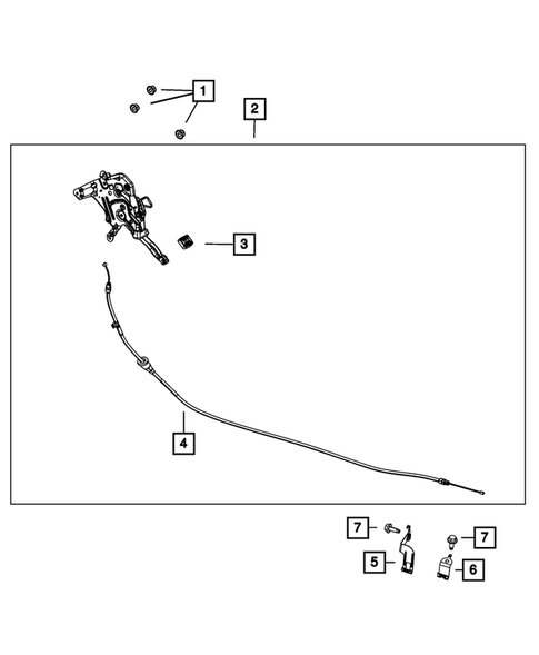 Parking Brake Lever, Cables and Rear Disc Park Brake Assembly for 2009 Chrysler Town & Country #1