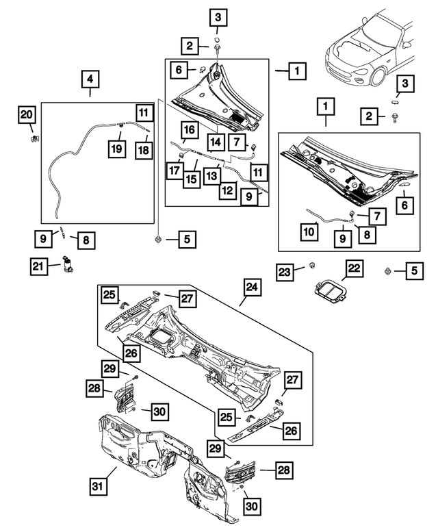 68417398AA - Body Sheet Metal Except Doors: Cowl Top Panel, Left for Mopar Image