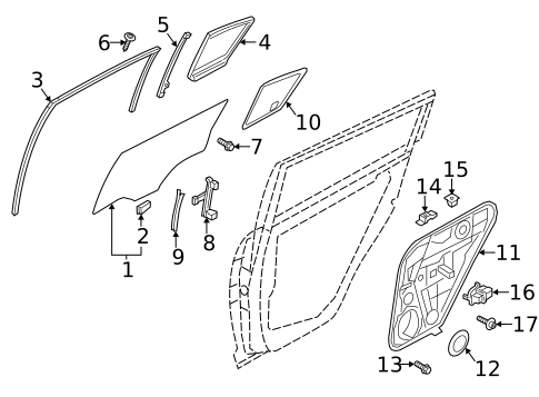Glass - Rear Door for 2020 Kia Sportage #0