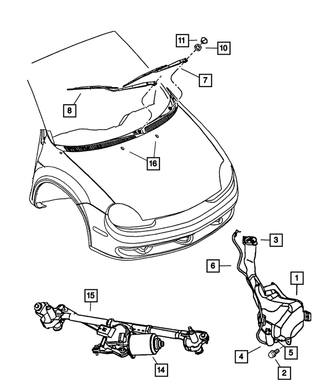5014794AA - Wiper/Lock Cylinder and Keys: Wiper Blade, Right for Mopar Image