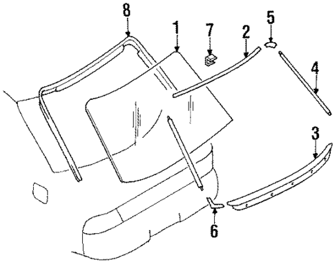 Glass & Hardware - Back for 1989 Nissan Maxima #0