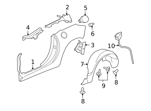 Quarter Panel & Components for 2010 Saturn Sky #0