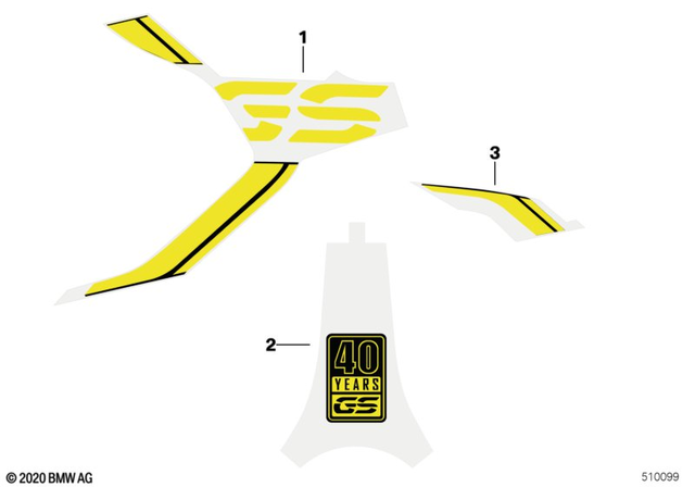 51141542029 - Body Equipment: Decor Tank Cover Gs 40 Years Right -  for BMW-Motorrad Image