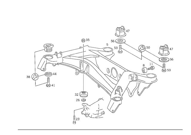 1243506008 - Rear Axle: Rear Subframe for Mercedes-Benz: 200, 200D, 300CE, 300D, 300E, 300TD, 300TE Image image