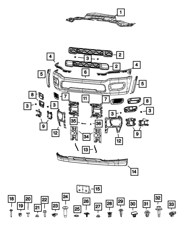 68384294AA - Frame, Bumper and Fascia: Lower Grille for Mopar Image