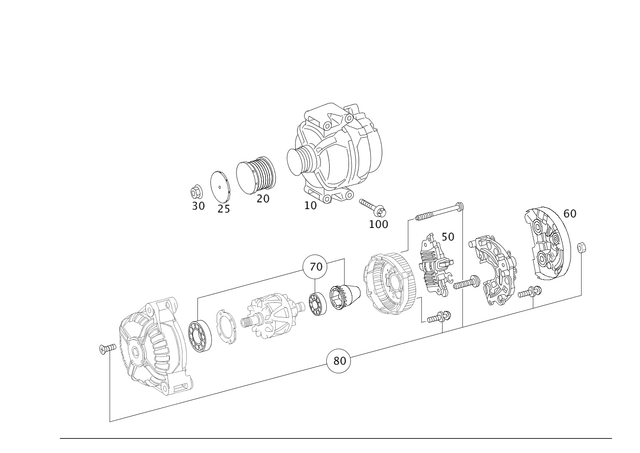 14154090264 - Electrical Equipment and Instruments: Alternator for Mercedes-Benz: CL550, CLS550, E550, GL450, GL550, GLS550, ML550, S500, S550, SL550, SLK55 AMG Image image