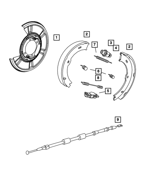 Parking Brake Lever, Cables, and Rear Disc Park Brake Assembly for 2009 Dodge Sprinter 2500 #1